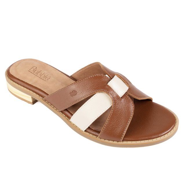 Sandália Rasteira - CORAÇÃO - Chocolate e Off White - 862.01