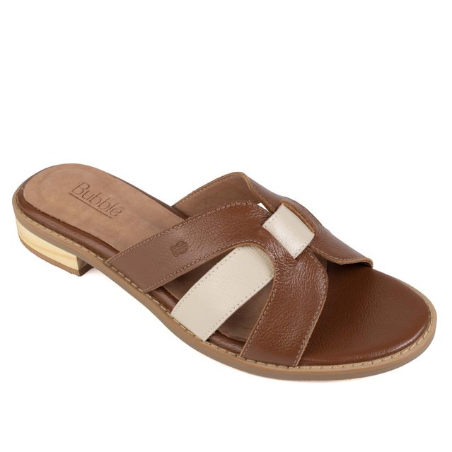 Sandália Rasteira - CORAÇÃO - Chocolate e Off White - 862.01