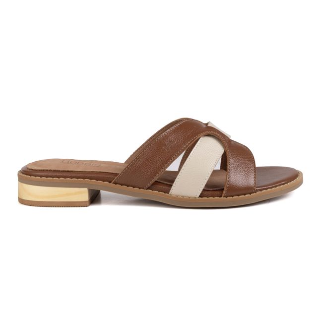 Sandália Rasteira - CORAÇÃO - Chocolate e Off White - 862.01