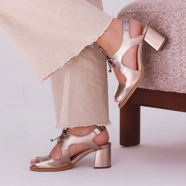 Sandália Salto Grosso - CONQUISTA - Champagne - 177.53