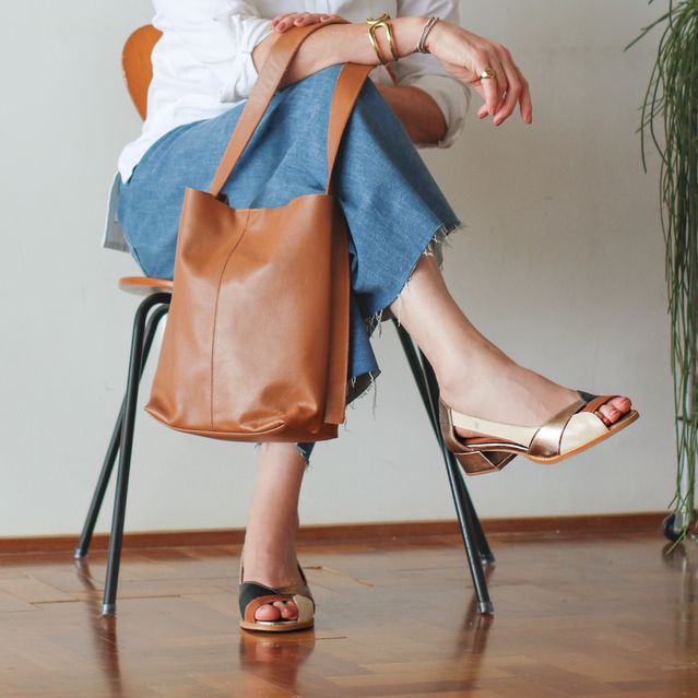 Sapato Peep Toe ENERGIA - Chocolate, Off White, Preto e Champagne - 965.14