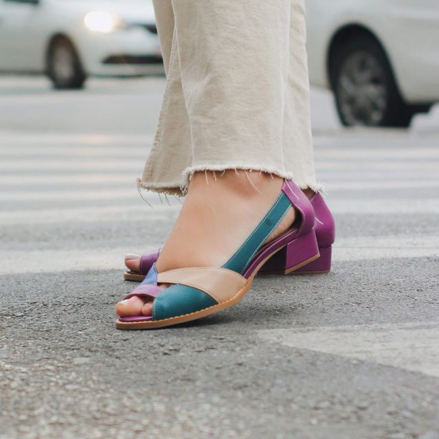 Sapato Peep Toe ENERGIA - Purple, Petróleo, Azul e Nude - 965.14 