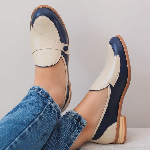 Sapato - SOFISTICAR - Azul Anil e Off White - 664.14