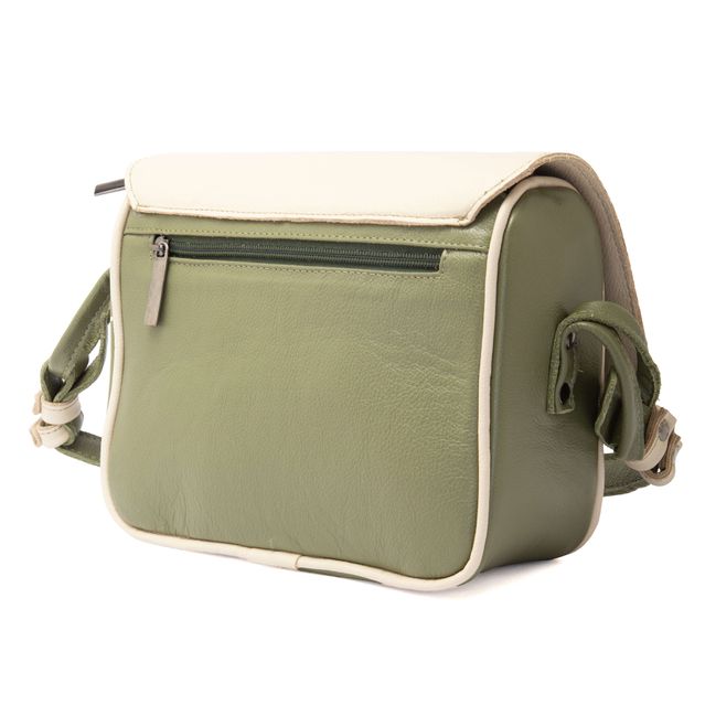 Bolsa de Couro - ABA - Sálvia E Off White