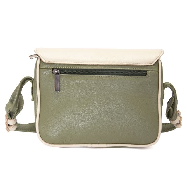 Bolsa de Couro - ABA - Sálvia E Off White