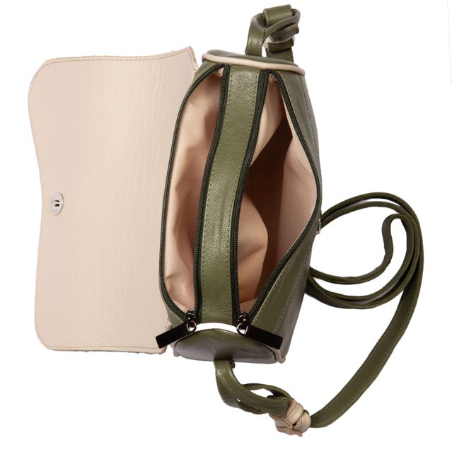 Bolsa de Couro - ABA - Sálvia E Off White
