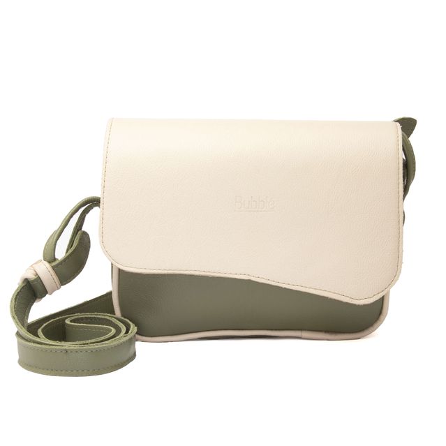 Bolsa de Couro - ABA - Sálvia E Off White