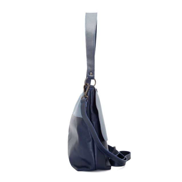Bolsa de Couro - LOTUS - Azul Anil e Hortência