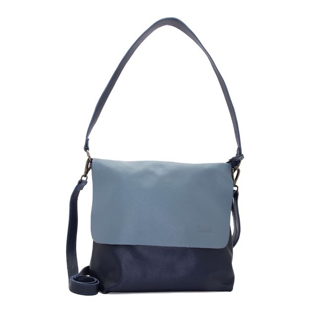 Bolsa de Couro - LOTUS - Azul Anil e Hortência