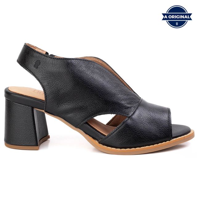 Sandália Peep Toe Preta - VENEZA