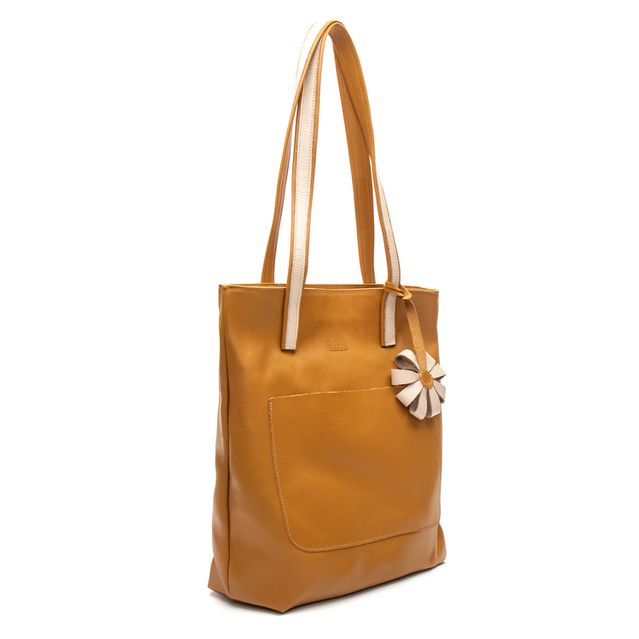 Bolsa de Couro - ENVELOPE - Ocre e Off White