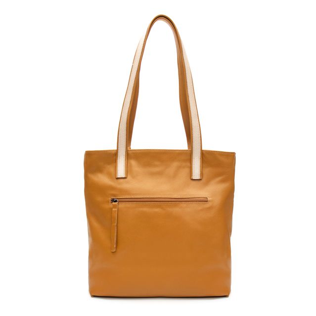 Bolsa de Couro - ENVELOPE - Ocre e Off White