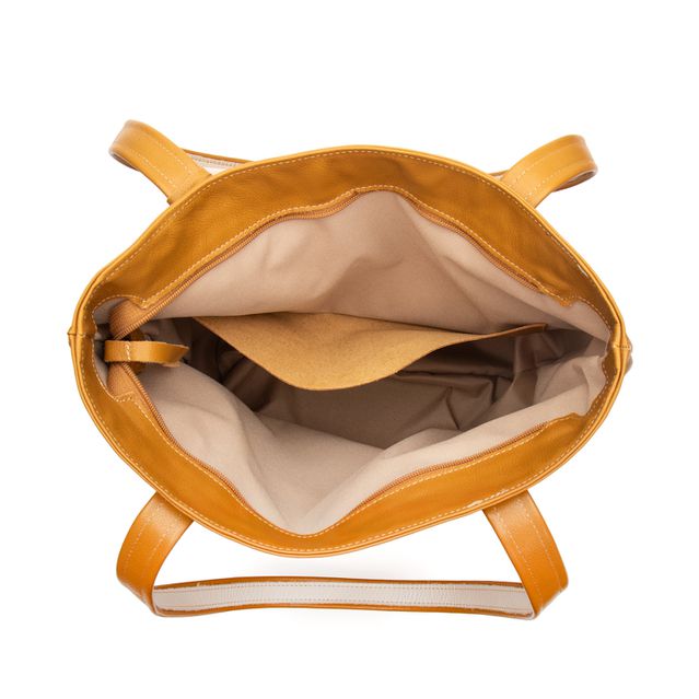 Bolsa de Couro - ENVELOPE - Ocre e Off White
