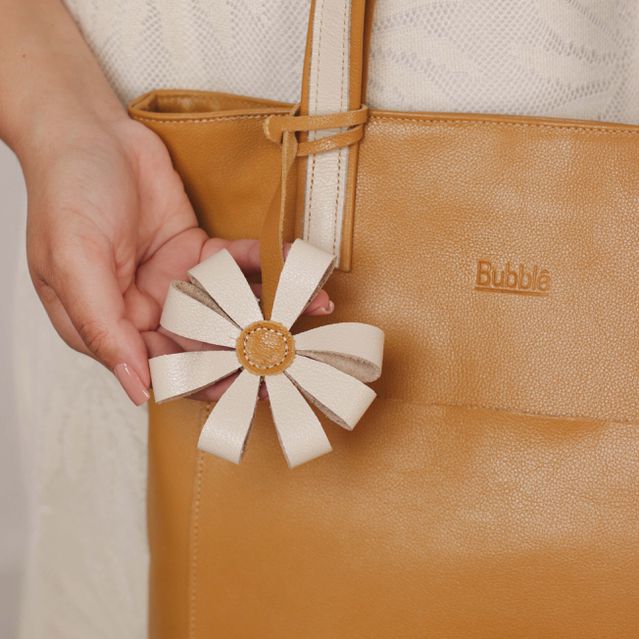 Bolsa de Couro - ENVELOPE - Ocre e Off White