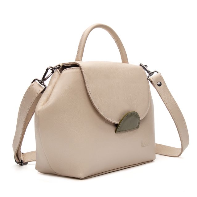 Bolsa de Couro - Mini NASCENTE - Off White e Sálvia