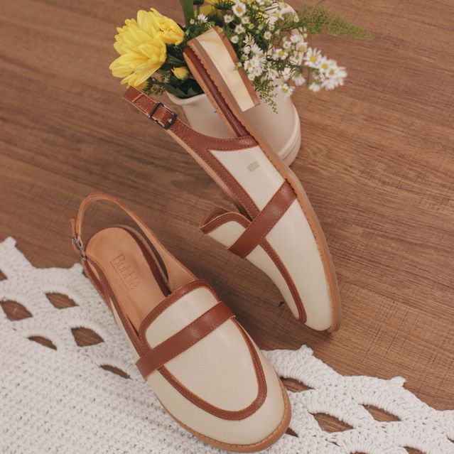 Mule - SERENO - Off White e Chocolate - 664.66