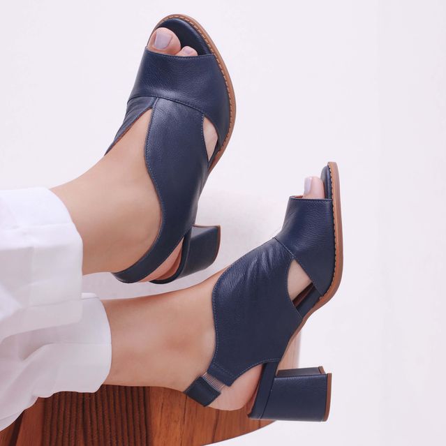 Sandália Peep Toe Azul Anil - VENEZA
