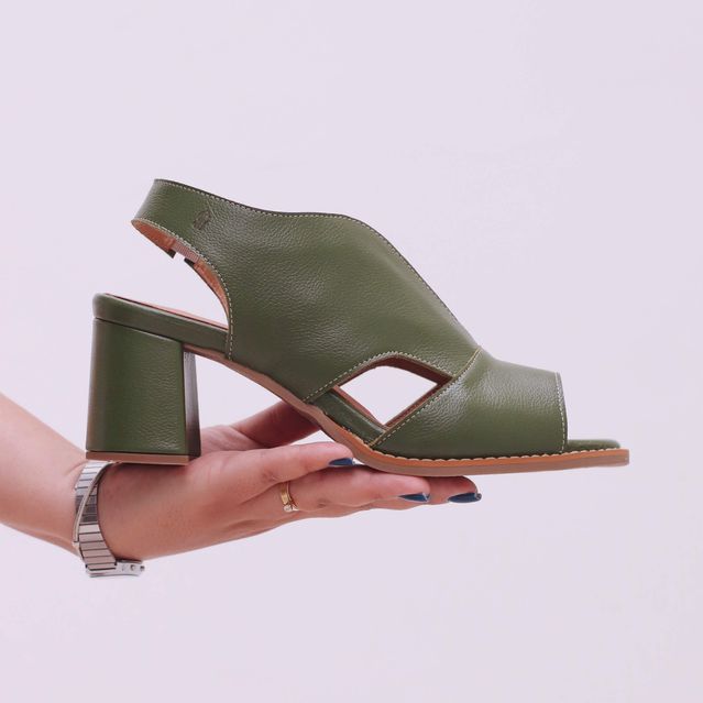 Sandália Peep Toe Verde Cacto - VENEZA
