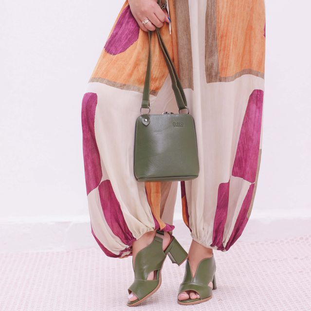 Sandália Peep Toe Verde Cacto - VENEZA