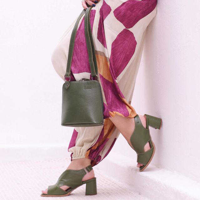 Sandália Peep Toe Verde Cacto - VENEZA