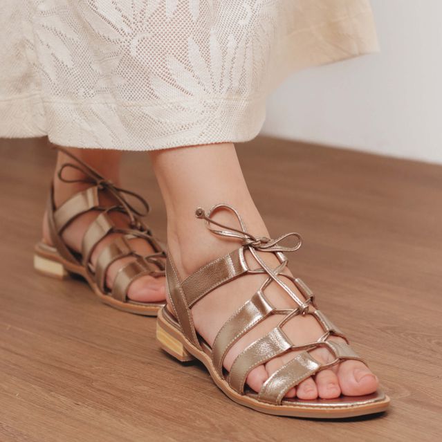 Sandália Rasteira - ABRAÇO - Champagne - 862.06