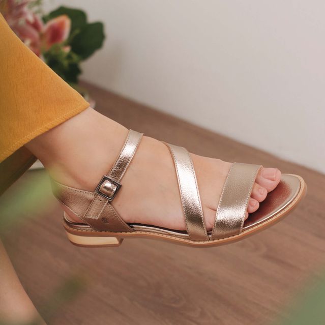 Sandália Rasteira - AFETO - Champagne - 862.09