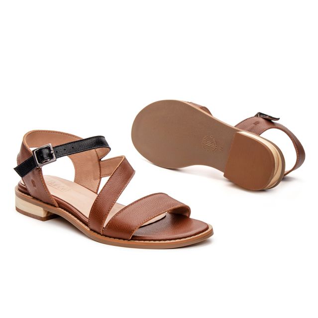 Sandália Rasteira - AFETO - Chocolate e Preta - 862.09