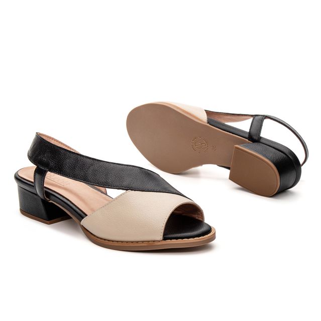 Sandália - RITMO - Off White e Preta - 965.58