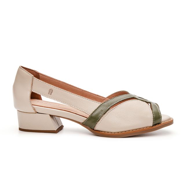 Sapato Peep Toe CUIDADO - Sálvia e Off White - 965.22