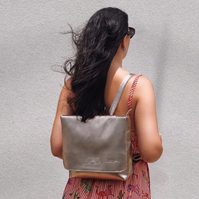 Mochila de Couro - LOTUS - Champagne