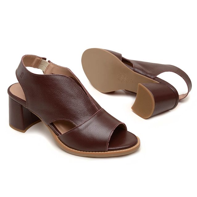 Sandália Salto Grosso Médio Peep Toe Madeira - VENEZA - 177.20
