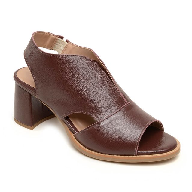 Sandália Salto Grosso Médio Peep Toe Madeira - VENEZA - 177.20