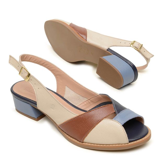 Sandália RECOMEÇAR - Azul Hortência, Azul Anil, Off White e Chocolate - 965.16