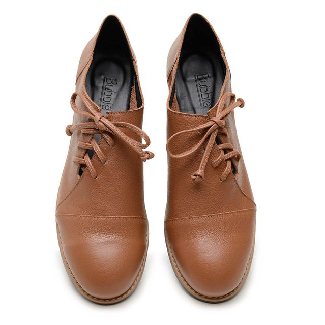 Sapato Feminino Oxford Couro Confortável Caramelo - Melilla - 664