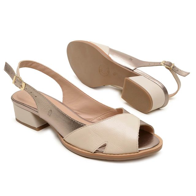 Sandália ESSENCIAL - Off White e Champagne - 965.13