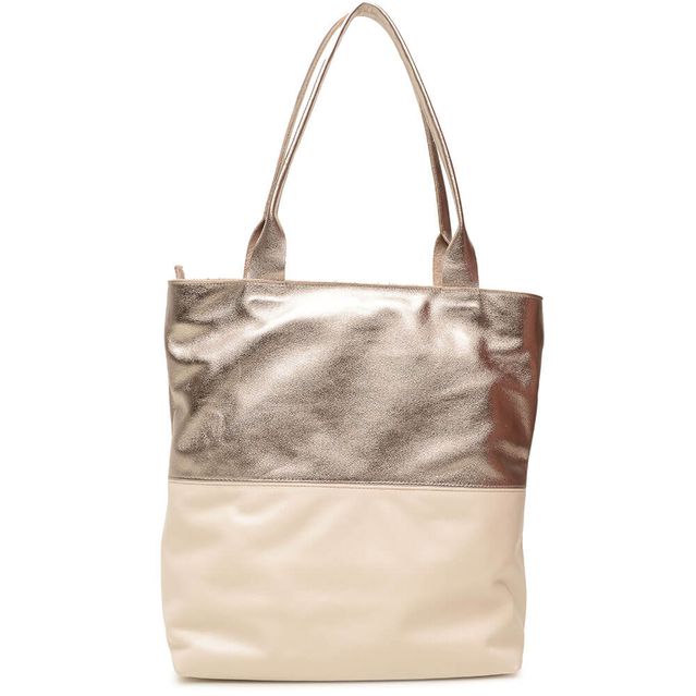 Bolsa de Couro - BICOLOR - Champagne e Off White