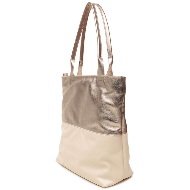 Bolsa de Couro - BICOLOR - Champagne e Off White