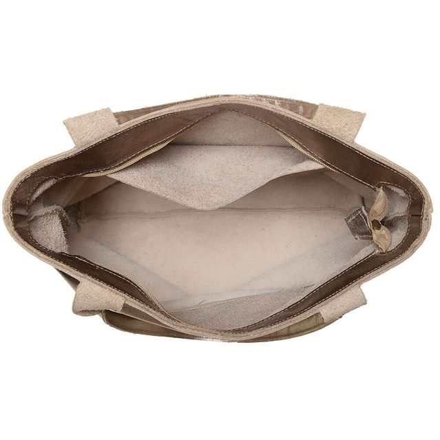 Bolsa de Couro - BICOLOR - Champagne e Off White