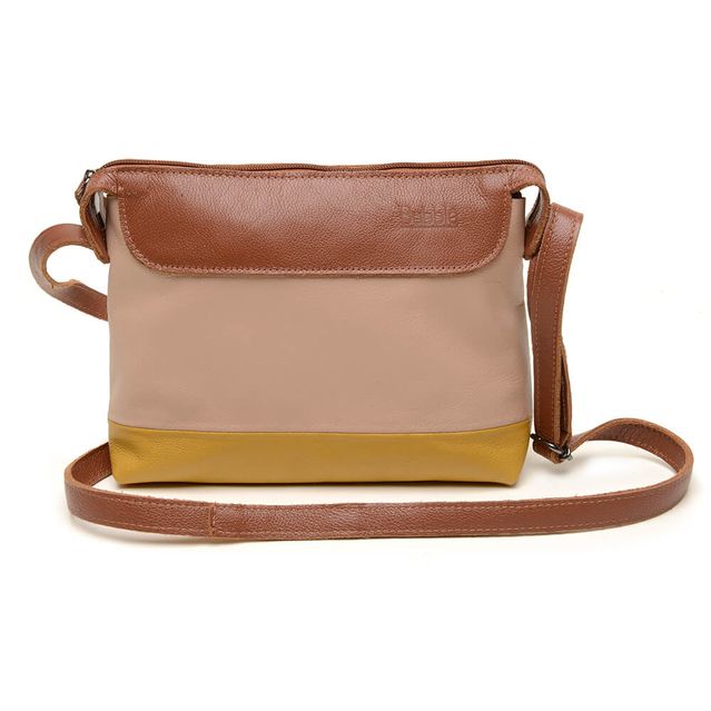 Bolsa de Couro - HORIZONTE - Chocolate, Nude e Mostarda