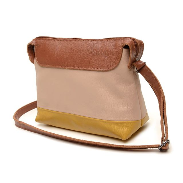 Bolsa de Couro - HORIZONTE - Chocolate, Nude e Mostarda