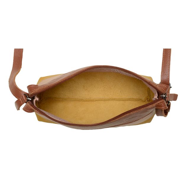 Bolsa de Couro - HORIZONTE - Chocolate, Nude e Mostarda