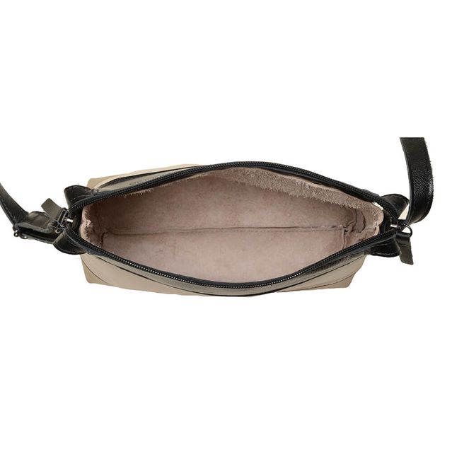 Bolsa de Couro - HORIZONTE - Preto, Off White e Champagne