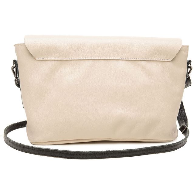 Bolsa de Couro - LUZ - Off White e Preto 
