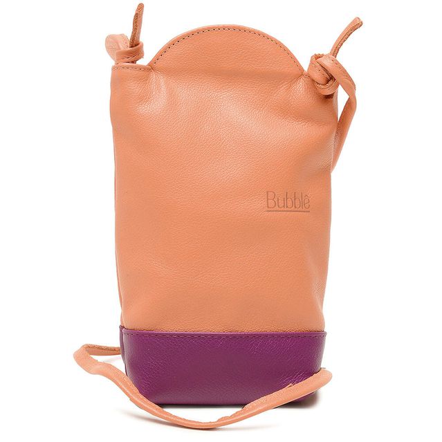 Bolsa de Couro - VIAGEM - Papaya e Violeta