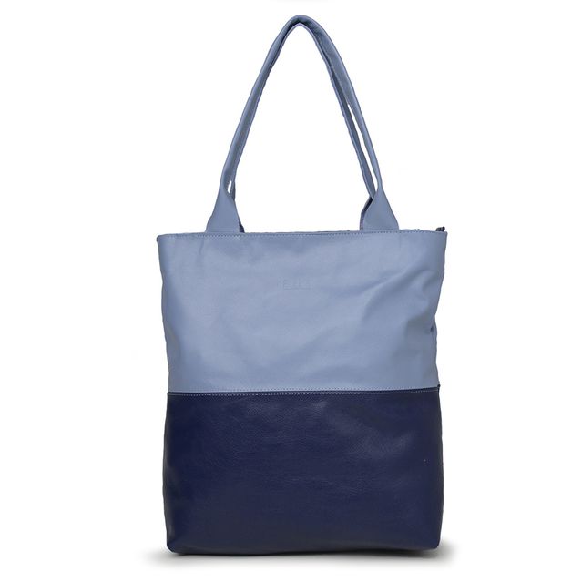 Bolsa de Couro - BICOLOR - Azul Hortência e Azul Anil 
