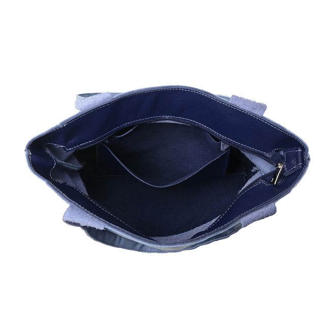 Bolsa de Couro - BICOLOR - Azul Hortência e Azul Anil 