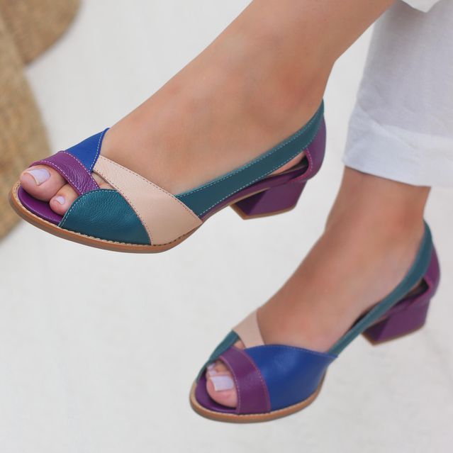 Sapato Peep Toe ENERGIA - Purple, Petróleo, Azul e Nude - 965.14 