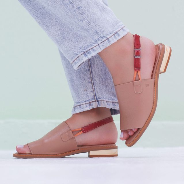 Sandália Rasteira - VIBRAR - Bali e Vermelha - 842.100