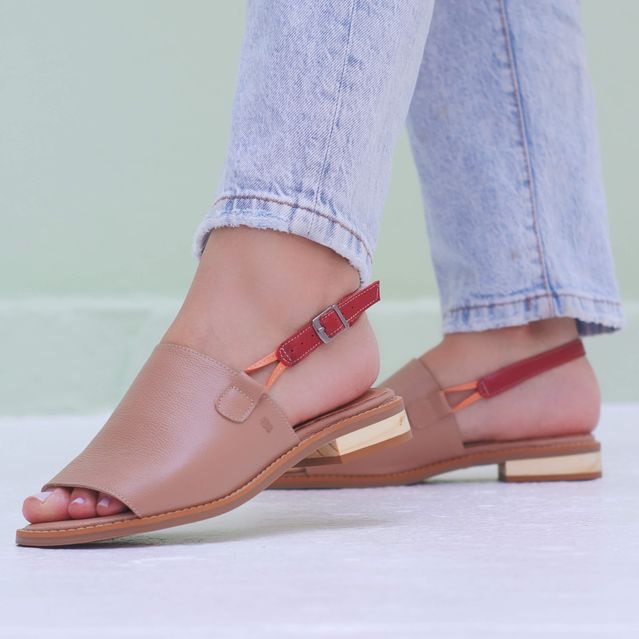 Sandália Rasteira - VIBRAR - Bali e Vermelha - 842.100