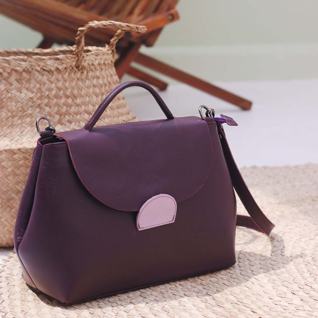 Bolsa de Couro - NASCENTE - Ameixa e Lavanda